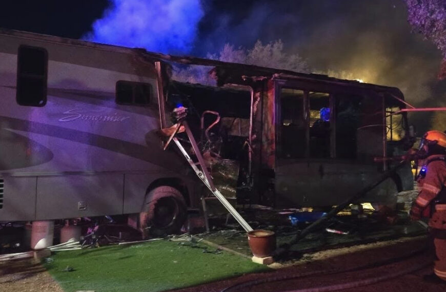 Fire Destroys Motor Home Near I-10 Interchange