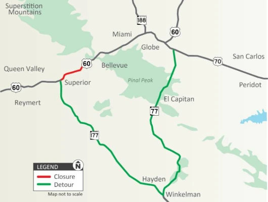 US 60 CLOSED – Superior Area