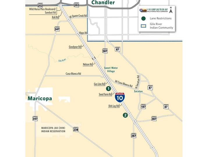 I-10 Lane Restrictions Wild Horse Pass Corridor Jan. 18-24