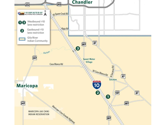 I-10 Wild Horse Pass Corridor Overnight Lane Restrictions March 1-7,&hellip;