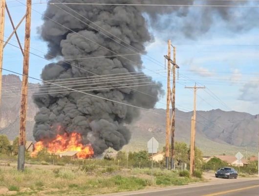 Barn Fire Near Broadway Avenue Contained by Superstition Fire