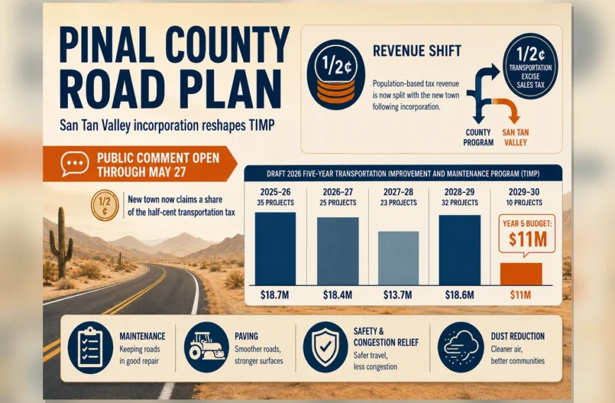 San Tan Valley Incorporation Reshapes Pinal County TIMP; Public Comment Opens Through May 27