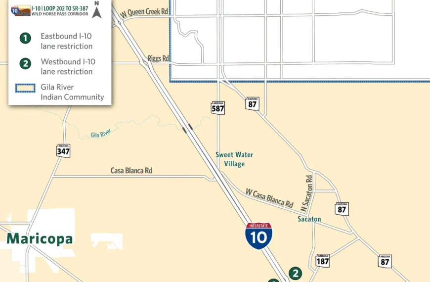 i10 Wildhorse Pass Map with restrictions.