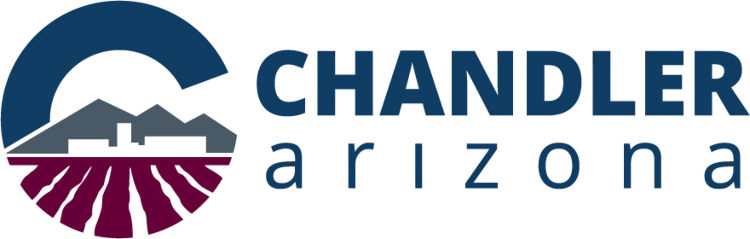 The official logo of the City of Chandler Arizona depicting fields transitioning into a city skyline