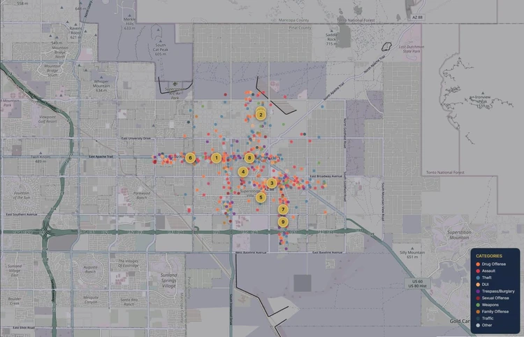 2023 offense locations for cases prosecuted by the Pinal County Attorneys Office