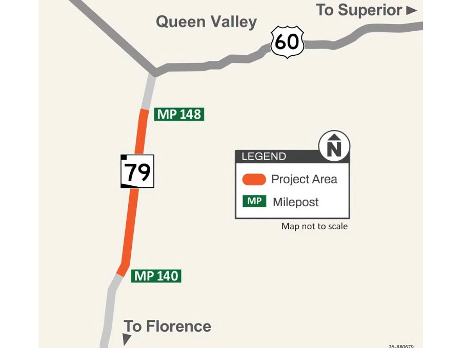 Map showing the area of closure along SR 79.