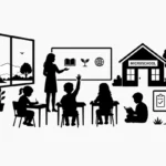 A classroom in a microschool with students learning.