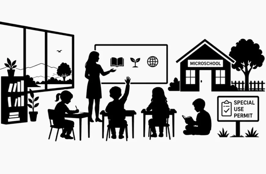 A classroom in a microschool with students learning.