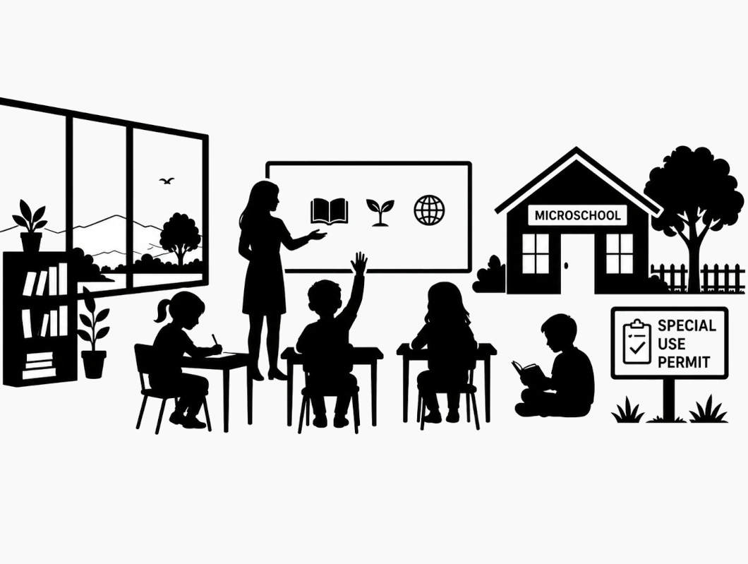 A classroom in a microschool with students learning.