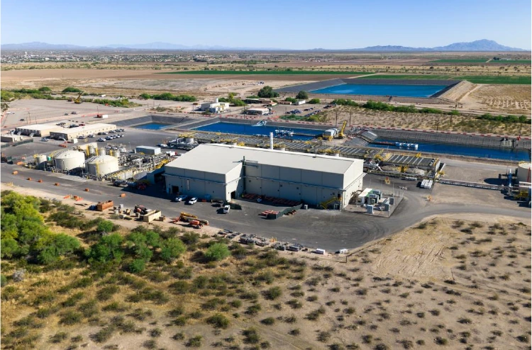 The same view in April 2026 with the facility in operation