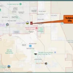 Vicinity map marking the San Tan Valley annexation site at Gantzel Road and Lone Star Lane just outside the town's western boundary, near Schnepf Farms, Pecan Creek and Banner Ironwood Medical Center