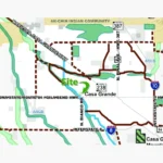 Regional map showing the Desert Crest Energy Storage site in unincorporated Pinal County just west of the Casa Grande city limits.