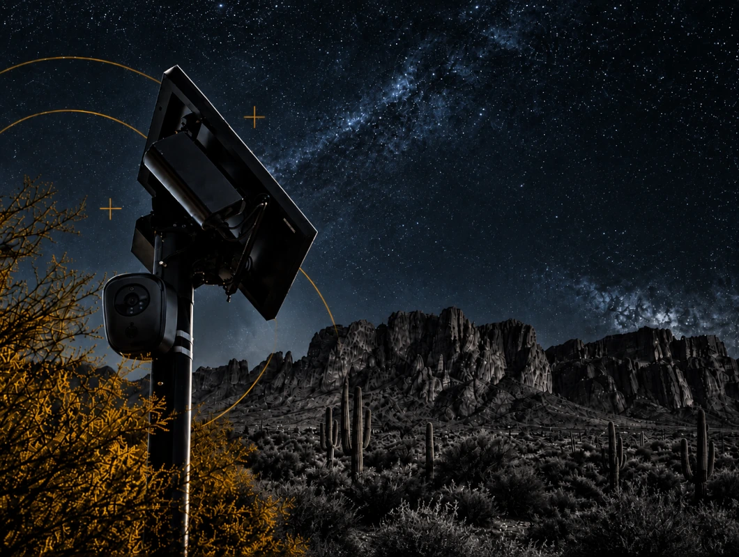 Flock camera with an Apache Junction desert backdrop.