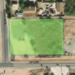 Aerial view of the outlined Skyline Park draft site at Skyline and Sierra Vista in San Tan Valley